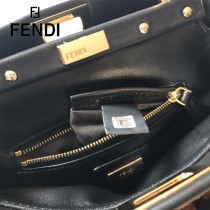 FENDI芬迪  原版皮 小號  新款雙F毛毛植絨系列Peekaboo手提斜背包