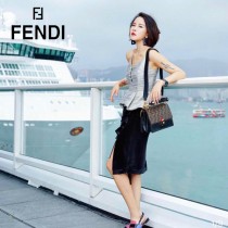 FENDI芬迪  原版皮 中號 Fendi Kan I 最新蓋頭壓牛皮雙F系列鏈條包