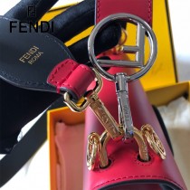 FENDI芬迪  中號原版皮 KANI 雙F壓印定制牛皮 手工編制皮帶飾邊鏈條包