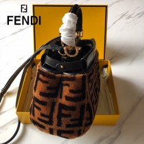 FENDI芬迪  原版皮 小號  新款雙F毛毛植絨系列Peekaboo手提斜背包