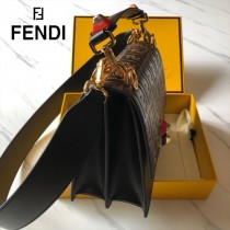 FENDI芬迪  原版皮 中號 Fendi Kan I 最新蓋頭壓牛皮雙F系列鏈條包