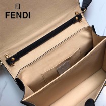 FENDI芬迪  原版皮 中號 Fendi Kan I 最新蓋頭壓牛皮雙F系列鏈條包