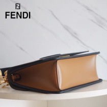 FENDI包包-022   芬迪經典棕色小牛皮搭配雙F壓印鏈條包