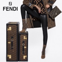 FENDI芬迪  原版皮 中號 Fendi Kan I杏色繡雙F最新款 鏈條包