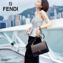 FENDI芬迪  原版皮 中號 Fendi Kan I 最新蓋頭壓牛皮雙F系列鏈條包