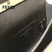 FENDI芬迪  原版皮  Fendi Kan I杏色繡雙F最新款 鏈條包