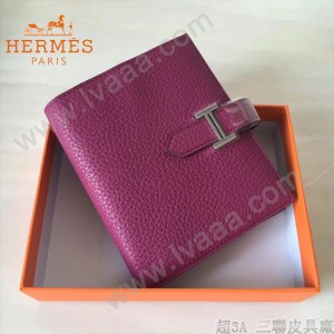 HERMES包包-07-06   愛馬仕H扣短夾錢包