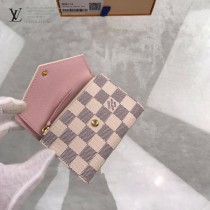 N64022  原版皮經典款豆豆白格短款錢夾