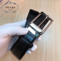 PRADA皮帶-2-03  普拉達原單牛皮鱷魚紋皮帶