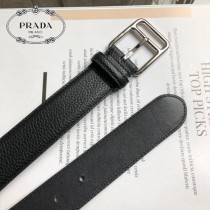 PRADA皮帶-1-01  普拉達原單牛皮荔枝紋皮帶