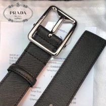 PRADA皮帶-3-01  普拉達原單牛皮細十字紋皮帶