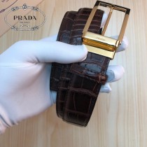 PRADA皮帶-2-04  普拉達原單牛皮鱷魚紋皮帶