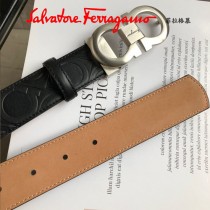 Ferragamo皮帶-2-01  菲拉格慕原單牛皮壓花紋皮帶