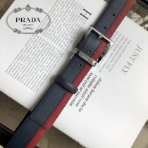 PRADA 普拉達 原單頭層牛皮雙色十字紋拼接紋面-002