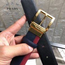 PRADA 普拉達 原單頭層牛皮雙色十字紋拼接紋面-003