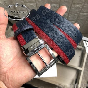 PRADA 普拉達 原單頭層牛皮雙色十字紋拼接紋面-002