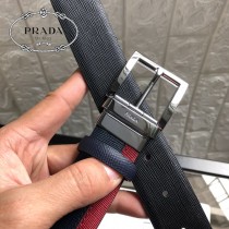 PRADA 普拉達 原單頭層牛皮雙色十字紋拼接紋面-002