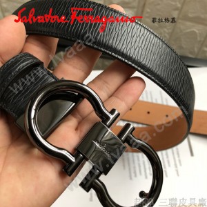 菲拉格慕：原單頭層牛皮粗條紋面-02