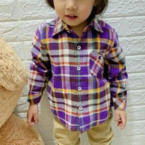 出口日本原单儿童纯棉色织春季长袖衬衫