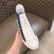 LV 限定款牛仔布配小牛皮高幫帆布鞋