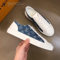 LV 限定款牛仔布配小牛皮低幫帆布鞋