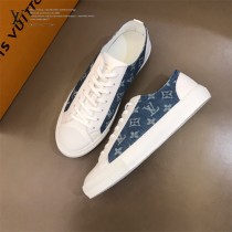 LV 限定款牛仔布配小牛皮低幫帆布鞋