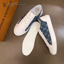 LV 限定款牛仔布配小牛皮低幫帆布鞋