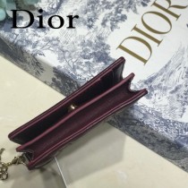 DIOR迪奧 編號0011-02原版皮新款Lady Dior藤格紋漆皮革翻蓋式卡套