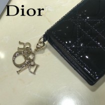 DIOR迪奧 編號0011-07原版皮新款Lady Dior藤格紋漆皮革翻蓋式卡套