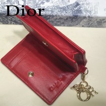 DIOR迪奧 編號0011-03原版皮新款Lady Dior藤格紋漆皮革翻蓋式卡套