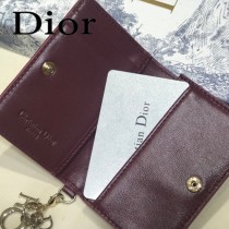 DIOR迪奧 編號0011-02原版皮新款Lady Dior藤格紋漆皮革翻蓋式卡套