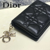 DIOR迪奧 編號0011-04原版皮新款Lady Dior藤格紋漆皮革翻蓋式卡套