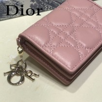 DIOR迪奧 編號0011-01原版皮新款Lady Dior藤格紋漆皮革翻蓋式卡套