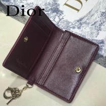 DIOR迪奧 編號0011-02原版皮新款Lady Dior藤格紋漆皮革翻蓋式卡套