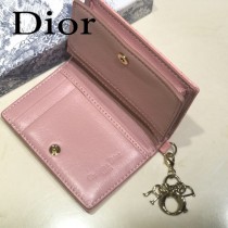 DIOR迪奧 編號0011-05原版皮新款Lady Dior藤格紋漆皮革翻蓋式卡套
