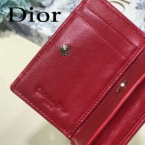 DIOR迪奧 編號0011-03原版皮新款Lady Dior藤格紋漆皮革翻蓋式卡套