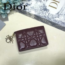 DIOR迪奧 編號0011-02原版皮新款Lady Dior藤格紋漆皮革翻蓋式卡套