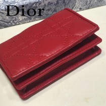 DIOR迪奧 編號0011-03原版皮新款Lady Dior藤格紋漆皮革翻蓋式卡套