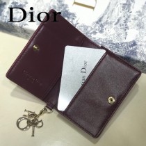DIOR迪奧 編號0011-02原版皮新款Lady Dior藤格紋漆皮革翻蓋式卡套