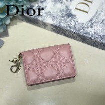 DIOR迪奧 編號0011-01原版皮新款Lady Dior藤格紋漆皮革翻蓋式卡套