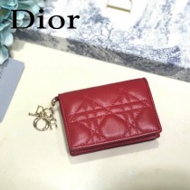 DIOR迪奧 編號0011-03原版皮新款Lady Dior藤格紋漆皮革翻蓋式卡套