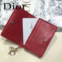 DIOR迪奧 編號0011-03原版皮新款Lady Dior藤格紋漆皮革翻蓋式卡套