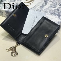 DIOR迪奧 編號0011-07原版皮新款Lady Dior藤格紋漆皮革翻蓋式卡套