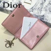 DIOR迪奧 編號0011-01原版皮新款Lady Dior藤格紋漆皮革翻蓋式卡套