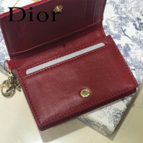 DIOR迪奧 編號0011-06原版皮新款Lady Dior藤格紋漆皮革翻蓋式卡套