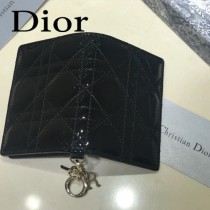 DIOR迪奧 編號0011-07原版皮新款Lady Dior藤格紋漆皮革翻蓋式卡套