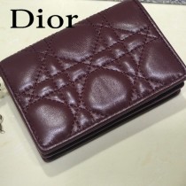 DIOR迪奧 編號0011-02原版皮新款Lady Dior藤格紋漆皮革翻蓋式卡套