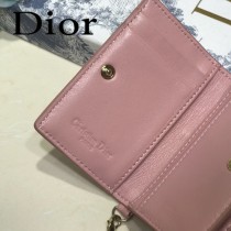 DIOR迪奧 編號0011-01原版皮新款Lady Dior藤格紋漆皮革翻蓋式卡套