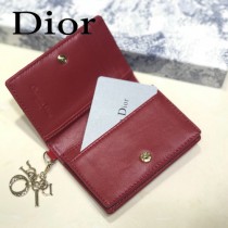 DIOR迪奧 編號0011-06原版皮新款Lady Dior藤格紋漆皮革翻蓋式卡套