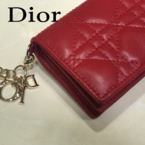 DIOR迪奧 編號0011-03原版皮新款Lady Dior藤格紋漆皮革翻蓋式卡套